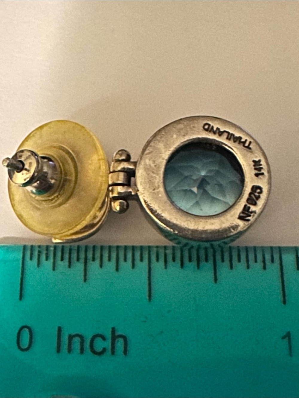 Silver and Gold Drop Earrings with sparkling blue topaz Gemstones - Picture 4 of 5